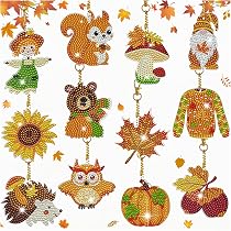 Kit 15 Porte-clés Diamant à Peindre - Thème Automne (Feuille, Champignon, Écureuil...) | DIY Loisir Créatif - 2