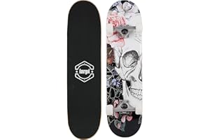 Amrgot Skateboards for Beginners, 31 x 8 Inch Complete Skateboards for Kids, Boys, Girls and Adults, 7 Layer Maple Wood, Double Kick Deck Concave Standard and Tricks Skateboard