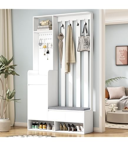 Merax Flurgarderobe Mit Schuhschrank & Spiegel - Kompakter Dielenschrank In Holzoptik