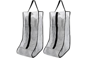 Gukasxi Lot de 2 Paires de Sacs de Rangement pour Bottes Hautes, Portables, résistants à la poussière et imperméables, avec Fermeture éclair et poignée pour la Chasse, la randonnée, la pêche, Blanc