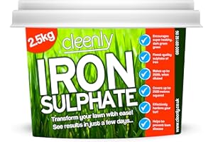 Cleenly Iron Sulphate for Lawns 2.5kg (Makes up to 2500L When Diluted & Covers up to 2500m2) Pure Lawn Tonic Ferrous Sulphate of Iron Lawn Greener and Turf Hardener