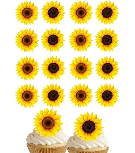 Sunflower Cupcake Toppers, Sunflower Brthday Cupcakes, Sunflower Brdal Shower, Sunflower Baby 5 thumbnail image