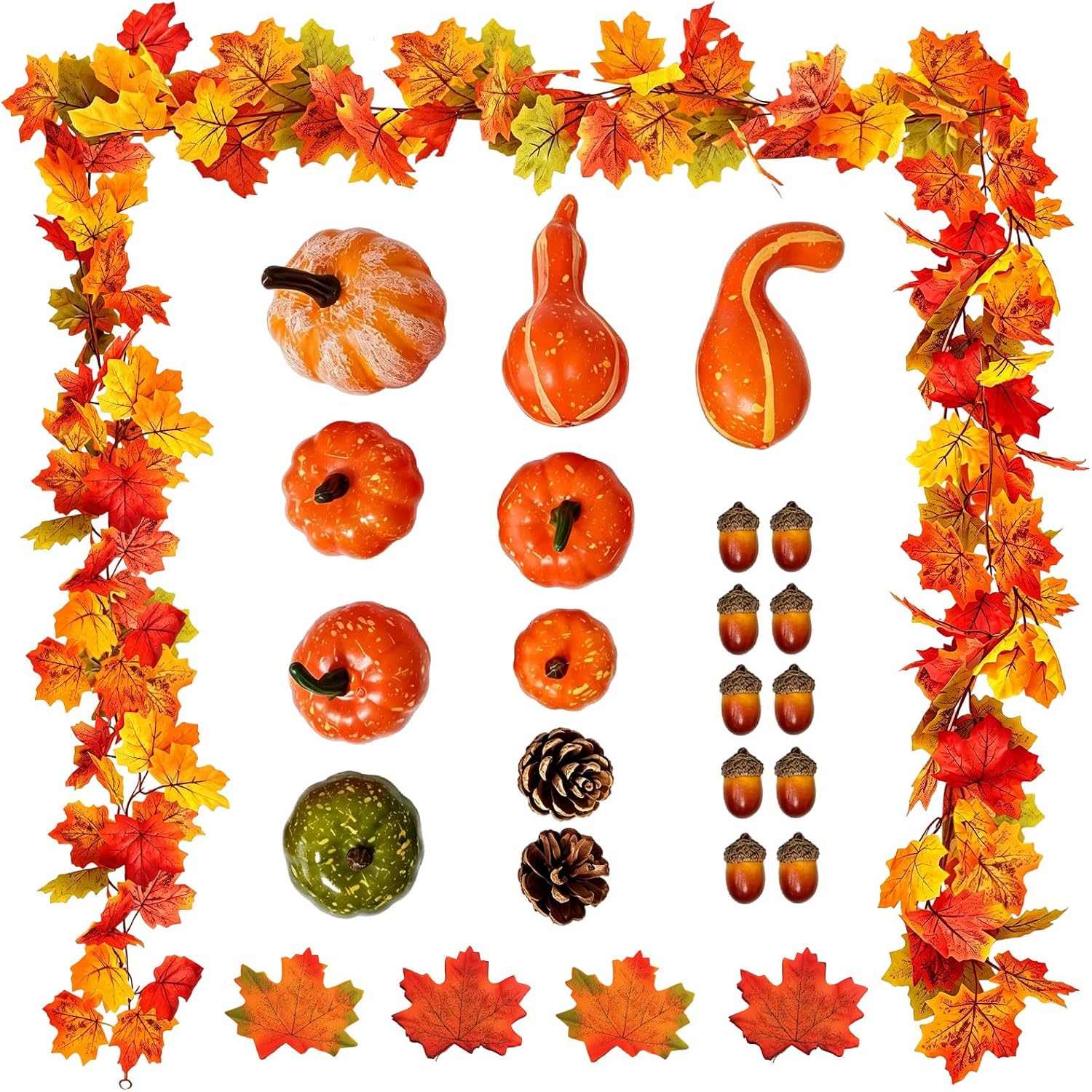 Technische Daten & Spezifikationen : Künstliche Herbstgirlande mit 50pcs Ahornblat