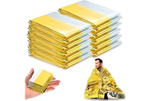 PQETBV 10 Pièces Couvertures Thermique Isolant d'urgence (210x160cm) - Premiers Secours, Camping, Randonnée, Voiture - Couverture d'urgence pour l'extérieur