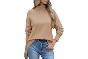 PASUDA Damskie swetry z golfem swetry zimowe topy z długim rękawem jesień miękki sweter elegancki damski sweter na co dzień luźne bluzy dzianinowe pulower topy