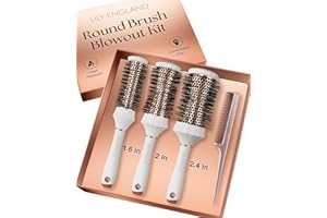 Lily England Zestaw okrągłych szczotek do włosów, 4 sztuki, zestaw do suszenia włosów z 3 okrągłymi szczotkami i grzebieniem do stylizacji, zestaw upominkowy dla kobiet