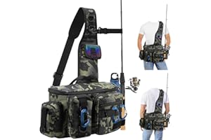 Zerotop Borsa da Pesca Impermeabile Oxford Alta Capacità, Tracolla per Attrezzatura all'Aperto con Organizer per Canna e Attrezzi