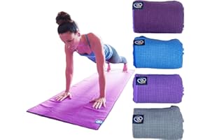 Yoga-Mad Grip Dot Yoga Towel, 183cm x 60cm, Non Slip Yoga Towel, Silicone Dots, Ideal for Hot Yoga & Pilates, Washable Grip Towel, Free Carry Bag