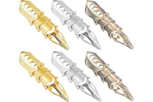 Liitata 6 Stück Voller Fingerring Knöchel Gelenk Ring Punk Gothic Rüstungs Knöchel Ring für Halloween Cosplay Kostüm Party Zubehör - Goldene Silber Bronze