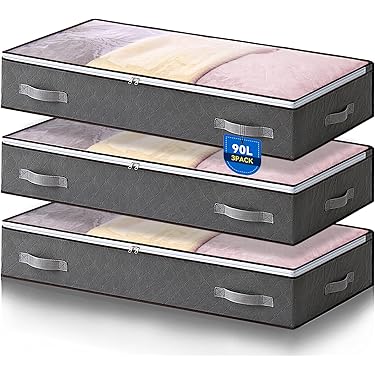 Onder de Bed Comforter Storage Box for Closet, Zipperd Lid ^ Handles, speciaal voor de onder Softa/Bed Space Storing, Beige