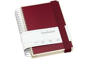 ‎SEMIKOLON Semikolon 351555 Mucho Spiral-Notizbuch A5 15,7 x 21,7 cm, je 110 karierte, linierte, blanko Seiten, burgundy dunkel-rot