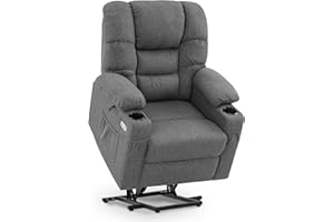 ‎M MCOMBO M MCombo Fernsehsessel mit Aufstehhilfe elektrisch, 3 Motoren, Rückenlehne & Beinstütze Getrennt Verstellbar, Relaxsessel mit Liegefunktion bis 170°, Verstellbare Kopfstütze 7550 (Stoff, Grau)