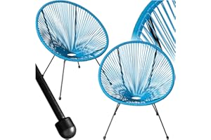 tectake® Set of 2 Acapulco Design Garden Chairs, Garden Chairs in Retro Design, Indoor and Outdoor Chairs for Garden, Conservatory, Patio Chairs or Balcony Armchair - Blue