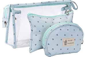 MAOXINTEK Borse Cosmetiche da Viaggio, Impermeabile Custodia per Trucco Trasparente da Toeletta, 3PCS Organizzatore Beauty Case in Plastica con Cerniera, Piccolo Portafoglio Regalo per le Donne