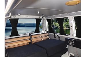 BREMER SITZBEZÜGE BREMER osłona przeciwsłoneczna na wymiar, zasłona, pasuje do VW T5, T6, T6.1 Multivan Caravelle, zestaw z małym rozstawem kółek, w kolorze czarnym, na kemping, akcesoria do przyczepy kempingowej, zestaw 717-2