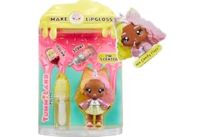 Yummiland Lip Gloss Doll - Nia Candy Fluff - Incluye Kit de Brillo de Labios DIY, para Niños y Niñas Mayores de 4 Años
