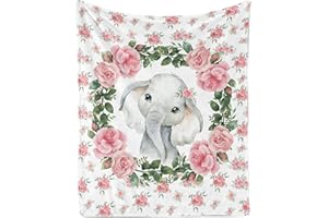 ‎TUTUXMA TUTUXMA Decke Elefant Kuscheldecke Blume Elefanten Kuscheldecke Elefant für Mädchen Weich Plüsch Wohndecke Elefant Flanell Fleecedecke für Jugendliche Geschenk Sofadecke Couch Decke, 130x150cm