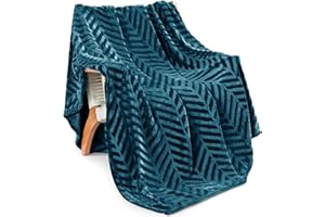 Whale Flotilla Flannel Fleece Throw Blanket for Couch, Soft Fluffy Velvet Sofa Blanket with Decorative Chevron Pattern for All Season, Warm and Lightweight, Teal