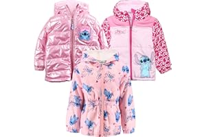 Disney Stitch Giacca Invernale Bambina 3-8 Anni | Piumino o Giacca Antivento con Cappuccio e Zip – Bicolore, Cangiante o Felpato Interno – Caldo Morbido e Ufficiale