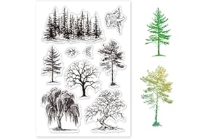 GLOBLELAND Tampons Transparents Forme D'arbres pour la Fabrication de Cartes Bois Forestier Fond D'arbres Sceaux Tampons Transparents pour Bricolage Cartes Scrapbooking Album Photo Journal