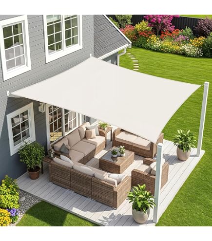 Tenda A Vela Rettangolare 180x300 Cm: Protezione Solare 98% UV, Traspirante, Per Balcone E Giardino, Blu Cielo