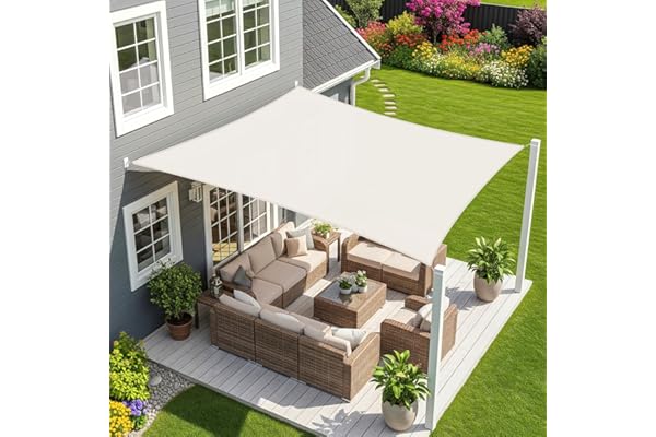 Sunnylaxx 3x4m Impermeable Toldo Vela de Sombra, Rectangular Crema Toldos Exterior Terraza Protección Rayos UV para Exteriores, Pergola, Jardín,Terrazas