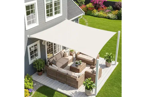 Sunnylaxx 3x4m Impermeable Toldo Vela de Sombra, Rectangular Crema Toldos Exterior Terraza Protección Rayos UV para Exteriores, Pergola, Jardín,Terrazas