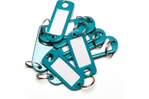 van den Heuvel Schlüsselanhänger türkis | 10 Schlüsselanhänger Rohlinge zur Beschriftung | Schlüsselschild mit Ring zum Beschriften und Auswechseln | extra stabile Schlüssel Beschriftungsschilder