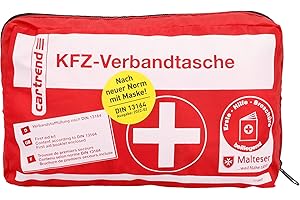 Cartrend 7730042 Trousse de premiers secours, rouge, DIN 13164, avec les mesures d'urgence de premiers secours selon Malteser