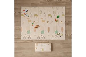 Gupamiga Tappeto Gioco Bambini 150x200x1cm, Tappetino per Neonato Pieghevole, Tappeto Portable Reversibile Morbido