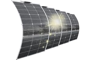 Aysolar 400W 12V Placa Solar Flexible 4x100W Monocristalino Panel Solar para Baterías, Caravanas Camping, Barcos, RV, Furgoneta y otras Superficies Irregulares