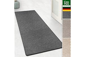 ‎CASA PURA casa pura Teppich Läufer für Küche, Flur & Wohnraum - Teppichläufer auf Maß in Sisal Optik - Meterware - Flurteppich - Küchenläufer - Wohnzimmer Teppich (Kalkuta, Anthrazit, 100x150cm (BxL))