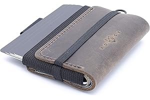 FOCX ® Accountant mini portfel ze skóry na karty i banknoty, mały portfel, cienki portfel z kieszenią do pociągania, etui na karty, etui na karty dla mężczyzn i kobiet | Made in Germany