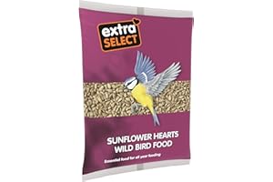 Extra Select Sunflower Hearts Bird Food - Husk-Free, Oil Rich, High Energy Wild Bird Seed for Year Round Feeding - 2 kg
