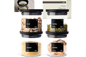KIVY Słoiki na zapasy z przezroczystymi szklanymi pokrywkami [4 x 500 ml] hermetyczne słoiki do przechowywania z pokrywką – szczelne pojemniki do przechowywania – pojemniki do przechowywania w kuchni