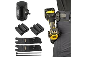 Spider Tool Holster - Dual Tool Kit - Adhesive BitGrippers + Self Locking, Quick Draw Belt Holster Clip for Carrying a Power Drill, Driver, Multitool, Pneumatic, Flashlight, Hammer, Saw and More! …