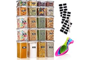 DICLLY JAMITE Zestaw Pojemników na Zapasy,pudełko do Przechowywania,Zestaw 20 sztuk(0.52l/0,8l/1,4l/2,0l),Hermetyczne Pojemniki do Przechowywania z Pokrywką,na Zboża,Mąkę,Cukier,Musli w Kuchni