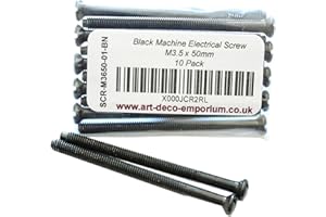ART DECO EMPORIUM Electrical Machine Screws M3.5mm x 50mm for Switches or Sockets in Black Nickel Finish 2x10 (20) pack