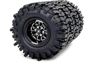HOBBYSOUL Ruedas y neumáticos Beadlock 1.9 de 120 mm de alto, llantas de barro Slingers de 1.9 pulgadas, desplazamiento negativo de 10.5 mm para actualizaciones 1/10 RC Crawler SCX10 TRX4 Gen8,