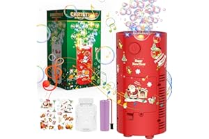 P PANACARE PANACARE Automatica Macchina Per Bolle Di Sapone Fuochi D'artificio Bolle Giocattolo 13 Fori/Luci/Musica Di Natale/ 80 Ml Soluzione Christmas Bubble Maker Per Bambini Per Compleanno Capodanno