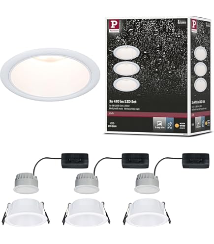 LED Recessed Luminaire Nova Plus 3-piece Set Swivelling IP65 Round 93mm 30° GU10 3x7W 3x460lm 230V Dimmable 2700K Brushed Iron