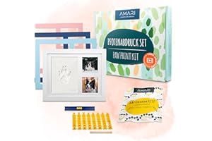 Amari Mari ® Set di Impronte di Zampe – Set di Impronte per Animali con Lettere, Numeri e cornici – Set di Impronte di Zampe per Cani