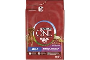 Purina One Medium Maxi > 10 kg dorosłych krokiety bogate w jagnięcinę, 4 opakowania po 2,5 kg