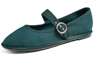 Feversole Women's Canvas Mary Jane Fashion，Scarpe Basse Classiche da Donna Décolleté Eleganti Mary Jane con Fibbia Morbida Scarpe da Ballo per Balletto per Donna