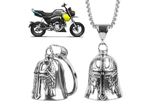 Bohrma Clochette moto Route Bell Acier Inoxydable Argent Porte clef bell Porte Bonheur Motard Biker