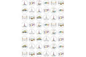 ORANGE TRADING DARTMOUTH LTD 48 Olympics Paris France 2024 Themed Edible Wafer Paper Cake Toppers Decorations - 2.5cm circles