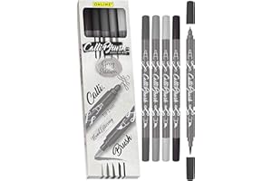 Online Calligraphy Brush Pens Grey I Dual Tip with Calligraphy Nib and Brush, Set with Watercolours, Waterbased Calli.Brush - DIY I Handlettering I Painting I Gift Cards I Bullet Journal