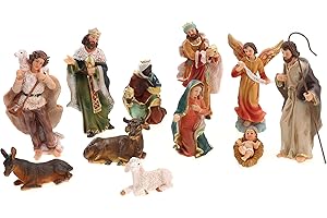 ELLUG Unbekannt Creation Gross Krippenfiguren Set 11teilig, Höhe bis 10cm aus Polyresin, Heilige Familie, 3 Könige, Engel und Hirte Weihnachtskrippe Figuren Weihnachtszubehör Weihnachtsdeko