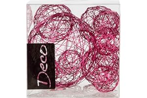 EUROSAND Drahtbälle Set 10-tlg. fuchsia (Klarsichtbox 1000 ml), Drahtkugeln fuchsia, Tischdeko, Deko für Hochzeit, Tischdekoration, Tischdeko fuchsia