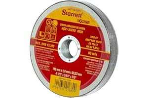 Starrett Angle Grinder Cutting & Slitting Discs - Pack of 12 - For Stainless Steel, Metals & Plastics - 115 x 1mm with 22.23mm Bore - 4.5" Cut-Off Wheel
